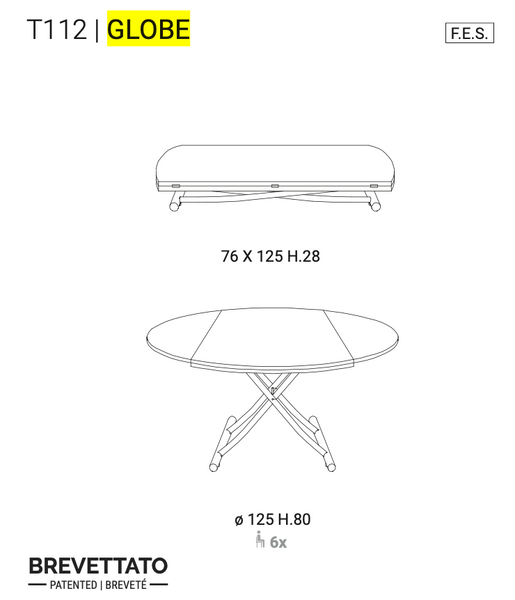 Globe round transforming coffee and dining table [While stock lasts]
