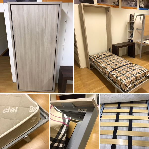 Telemaco 90 melamine oak sabia with smart springs mattress [floor model], Clei Italy [EN]