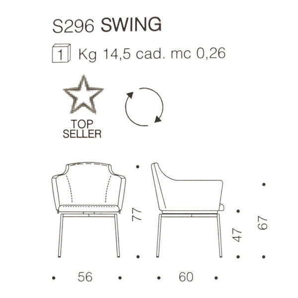 Swing chrome and soft white leather armchair