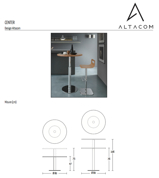 Center, height adjustable table by Altacom Italia