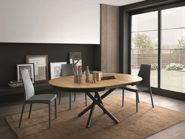 Fahrenheit round extendible dining table with metal frame by Altacom Italia