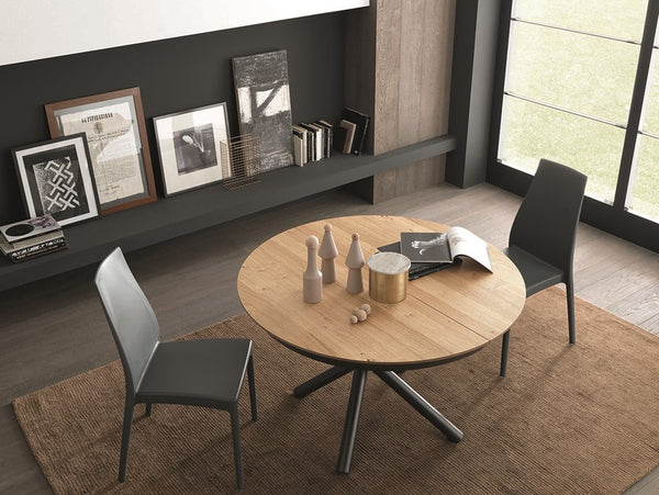 Fahrenheit round extendible dining table with metal frame by Altacom Italia