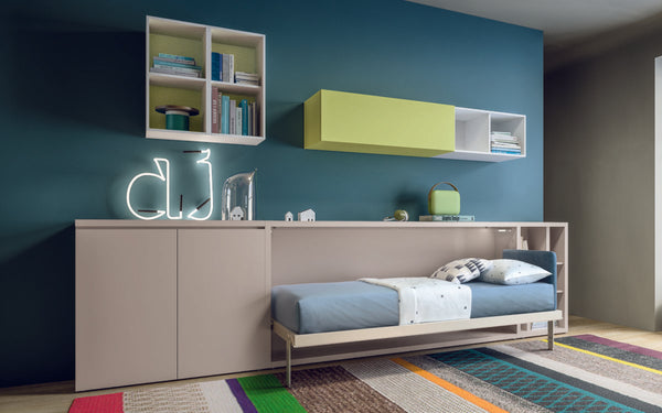 Kali 90/120 horizontal opening wall bed by Clei, Italy