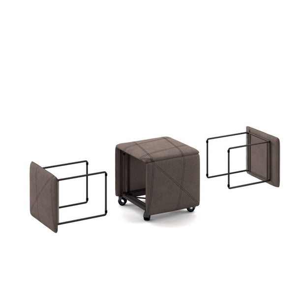 Cubix pouf and 5 chairs in one.